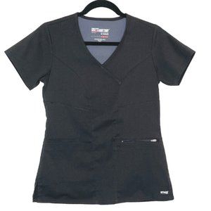 Gray's Anatomy Spandex Stretch Black Scrubs Top Size XXS